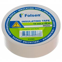 Изолента Folsen 012505 ПВХ белая от -10C до +80C 19 мм. x 20 м. толщина 0,12 мм